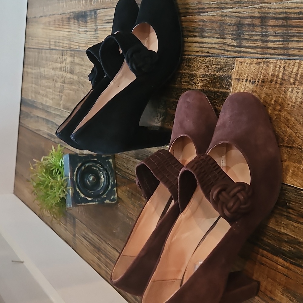 BOGO Nurture by Lamaze Women's Black and Brown Suede Leather Heels Size 6.5